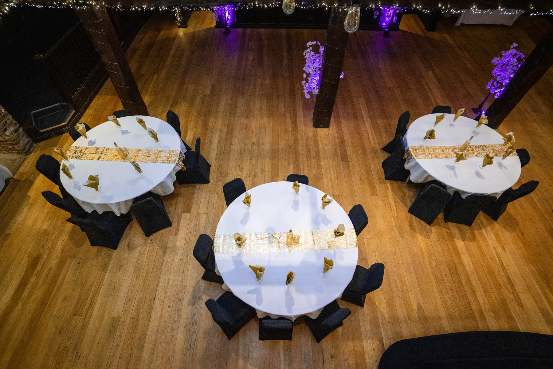 Round tables seen from the gallery above
